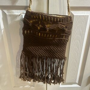 Vintage Brown Macrame Handbag